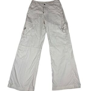 American Eagle Cargo Pants Women 31 Cream Wide Leg Stretch Utility D-Ring Pocket